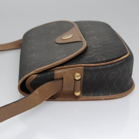 DIOR Honeycomb Canvas Shoulder Bag Pvc Leather Black